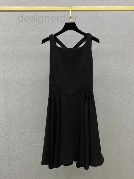 

casual dresses designer cross suspenders open back temperament black dress narrow waist girl a-shaped middle skirt 22 summer new st, Black;gray