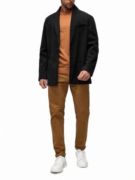 

men's down & parkas men dual pocket shawl collar overcoat w8s0#, Black