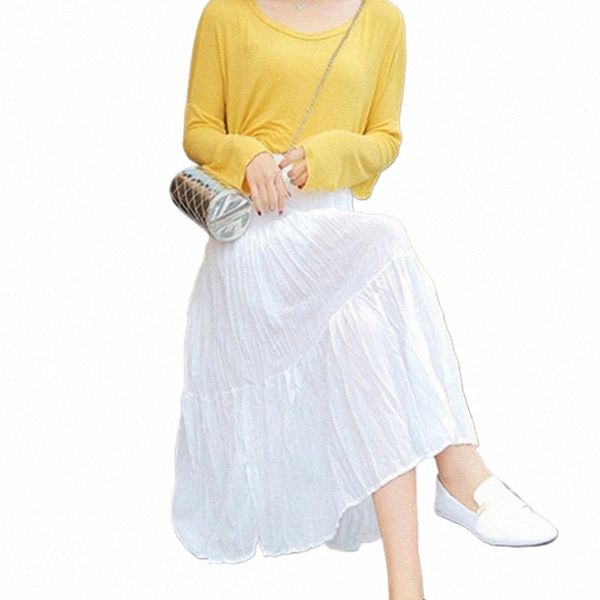 

skirts skirts women clothes 2022 solid chiffon pleated retro long maxi skirt elastic waist drop arrival l6kc#, Black
