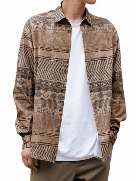 

men's casual shirts men geo print drop shoulder shirt e55z#, White;black