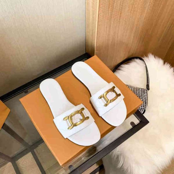 

70% off designer women's luxury slippers high version flat external wear one line metal buckle light fashion versatile for, Black