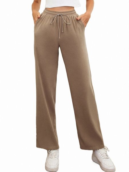 

women's pants & capris drawstring waist slant pocket pants 60ip#, Black;white