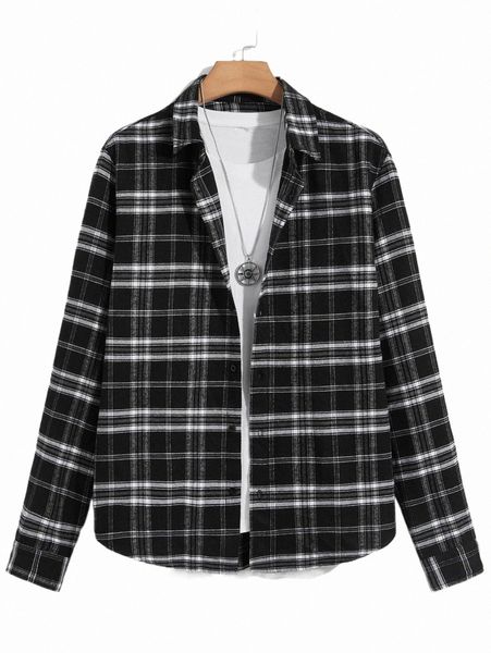 

men's casual shirts men plaid print shirt without tee 41f4#, White;black