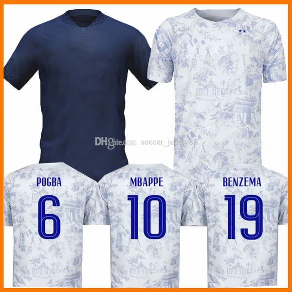 

22 23 mbappe benzema soccer jerseys 2022 2023 griezmann pogba giroud kante home away football shirts men kids kit french maillot de foot 202, Black;yellow