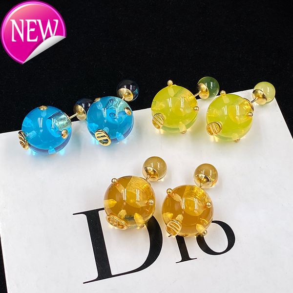 

luxury brand design earrings di jia / d letter cd earrings female blue yellow orange irregular resin personality sweet tiktok, Golden;silver