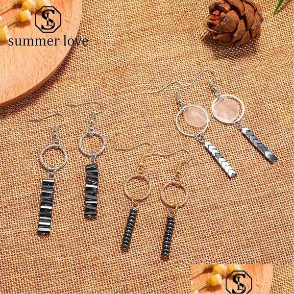 

dangle chandelier new arrival handmade round natural stone beaded dangle earring for women girls hematite fa newdhdhfzb, Silver