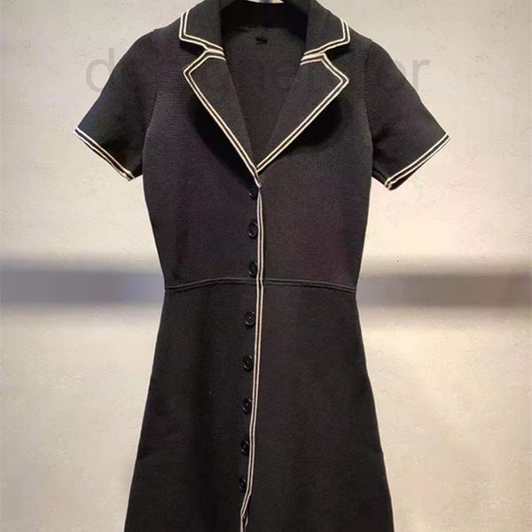 

women's sweaters designer fadan 2021 spring / summer suit collar contrast color edge knitted short sleeve slim fit dress 0kuh, White;black