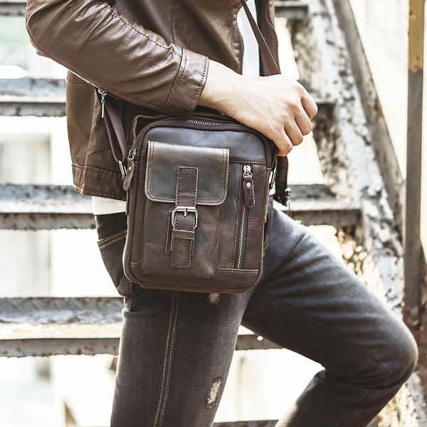 

bag quality original leather male casual shoulder messenger cowhide fashion cross-body tote mochila satchel