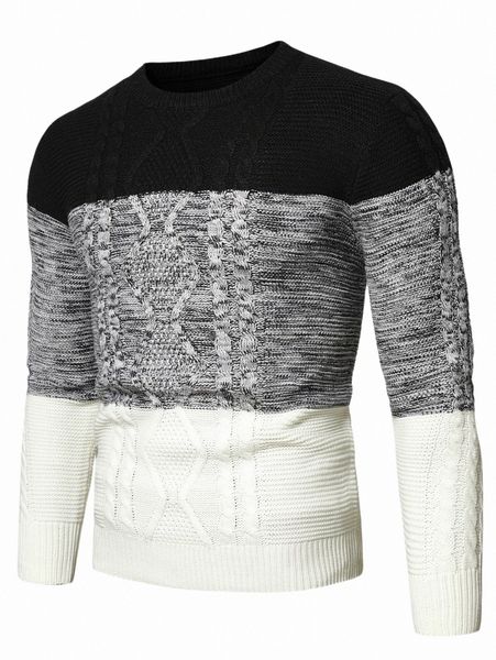 

men's sweaters men colorblock round neck sweater 18uh#, White;black