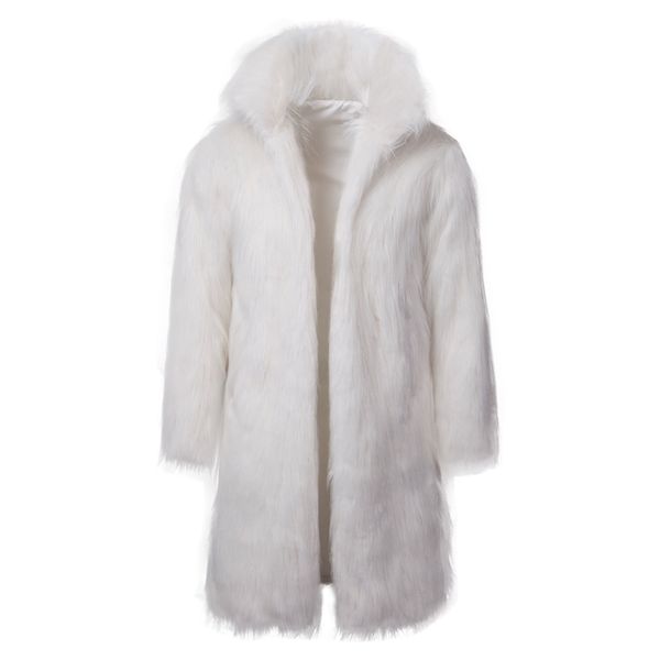 

men's fur faux winter men coat jackets european american male black white long full sleeve loose casual solid color thick 220905