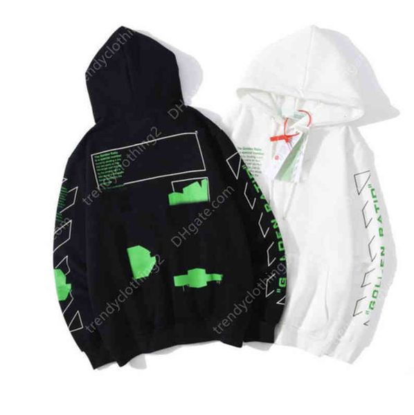 

sweatshirts brand offs hoodies autumn winter cherry blossom flower arrow printing english alphabet hooded casual pullover tide white black