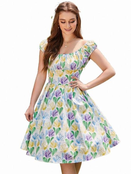

casual dresses allover floral print ruched bust dress g2fw#, Black;gray