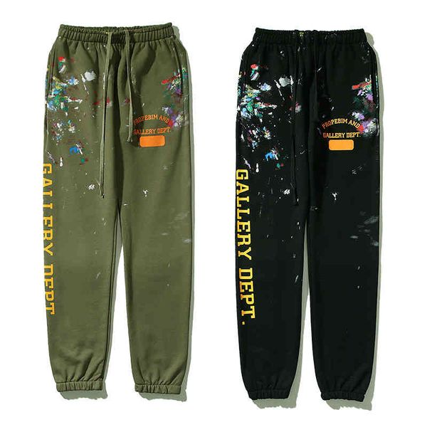 

pants mens galleryes trendy casual graffiti letters leggings high street sports fashion designer sweatpants, Black