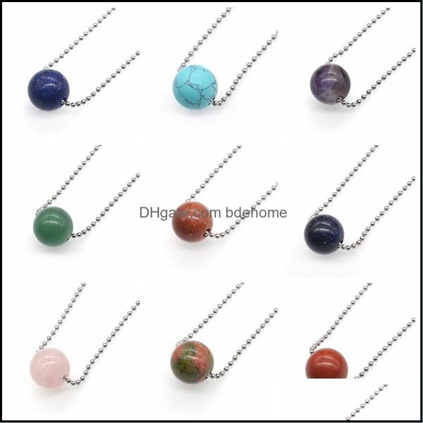 

pendant necklaces fashion hole beads natural gem stone adjustable necklace with bead chains jewelry drop delivery 2021 ne dhseller2010 dhbev, Silver