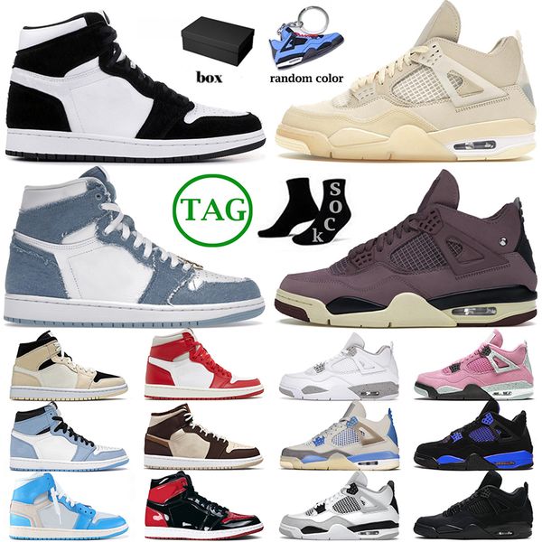 

jorden 1 4 jumpman designer basketball shoes mens womens jorden1s jorden4s panda denim jorda 1s 4s offs white cactus jack iv black cat mid