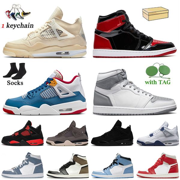 

with box 2022 jumpman 1 4 basketball shoes patent bred unc 1s newstalgia chenille offs women mens trainers 4s messy room sail white oreo bla