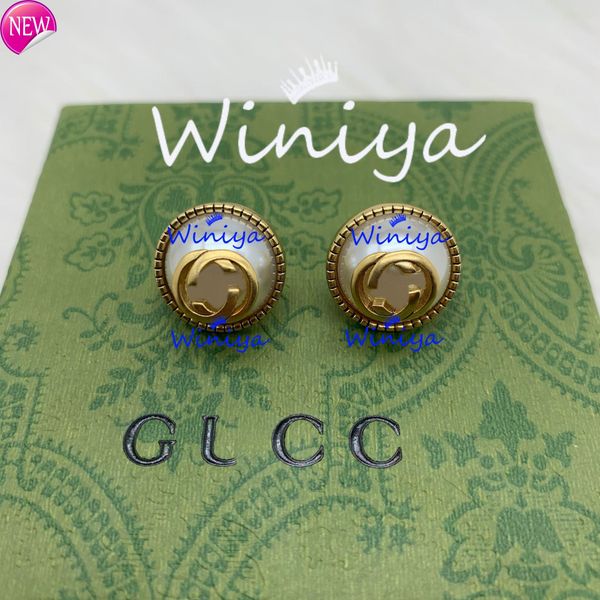 

luxury brand design earrings g family / ancient new letters pearl earrings women's simple cool style fashion, Golden;silver
