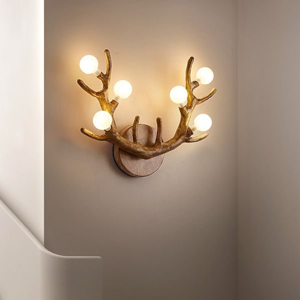 

creative deer head wall lamps personalized living room background wall light nordic study bedroom bedside lamp modern balcony corridor aisle