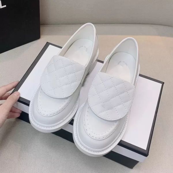

fashion luxury loafers shoes woman c brand turnedover edge shallow mouth casual flat shoes female genuine leather single9078051, Black