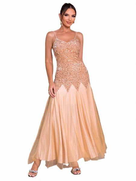 

casual dresses joyfunear contrast sequins mesh panel prom dress s3b5#, Black;gray