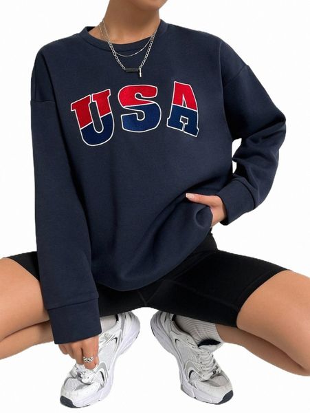 

women's hoodies & sweatshirts letter graphic drop shoulder sweatshirt t5qb#, Black