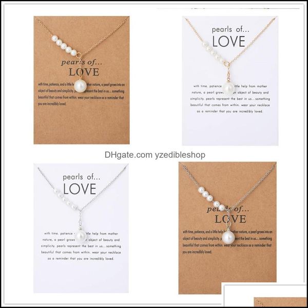 

pendant necklaces dogeared necklace with gift card pearl of love white beads pendant for women gold sier color link fash dhseller2010 dhtux, Silver