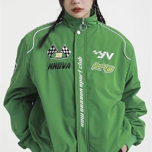 

womens jackets fashion embroidered bomber jackets autumn women stand collar zipper baseball uniforms oversize y2k streetwear motorcycle jack, Black;brown
