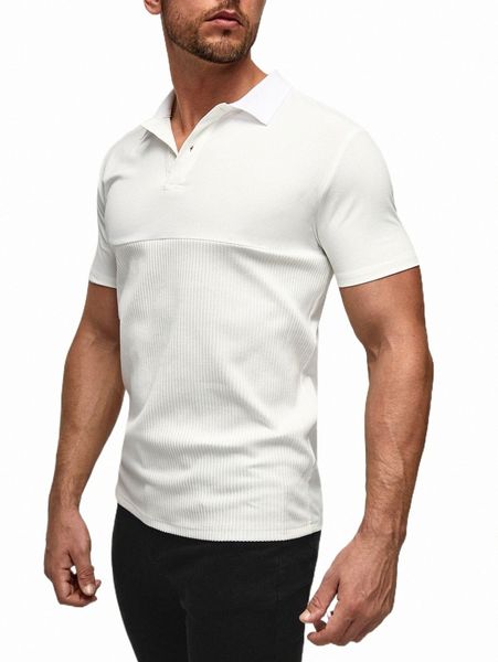 

men's polos men ribbed knit polo shirt 2022 new 44eh#, White;black