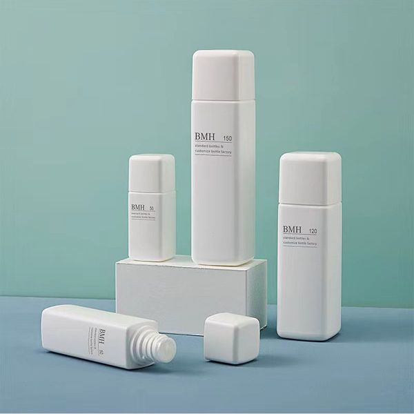 

white square pp plastic empty toner bottle for skin care serum makeup remover lotions 150ml 120ml 50ml 30ml cosmetic container