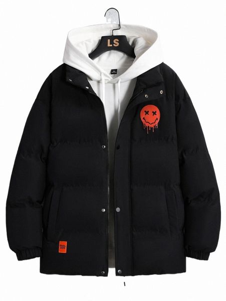 

men's down & parkas men 1pc expression print drop shoulder puffer coat a5sx#, Black
