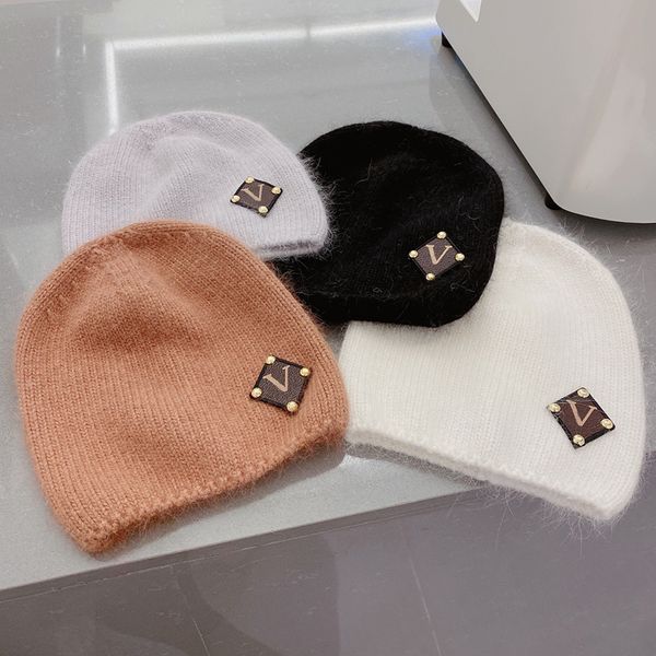 

4 colors knit beanies man women warm detachable beanie trendy soft touch wool caps winter weave couple hat, Blue;gray