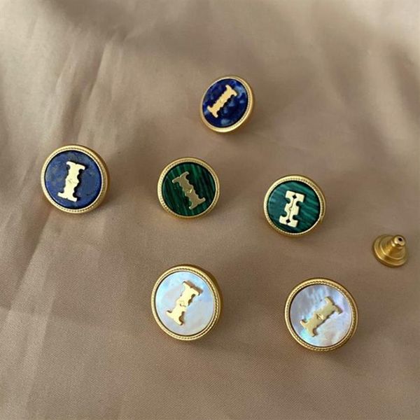 

luxurys classic designers stud earrings natural shell 18k gold plated double t logo earring for women fashion jewelry gift226s, Golden;silver