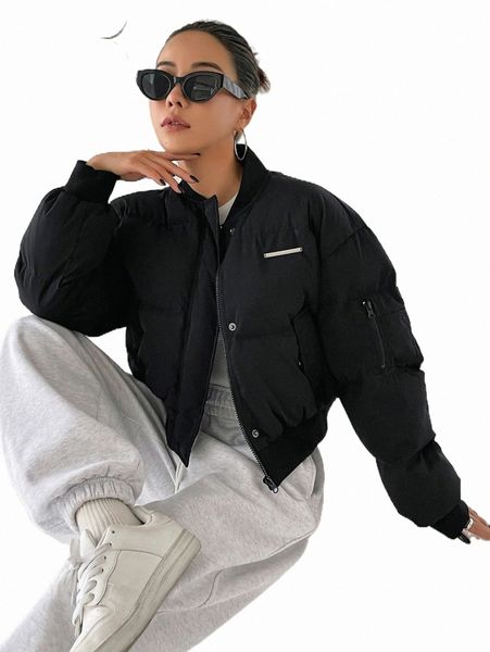 

women's down & parkas dazy drop shoulder zipper puffer coat p4uo#, Black