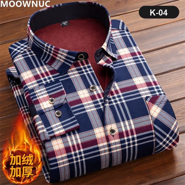 

men's casual shirts autumnwinter fashion plaid long sleeve fleece and thick warm large size 220905, White;black