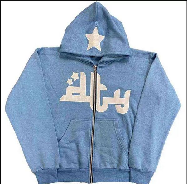 

spring new rhinestone gothic punk star hoodies sweatshirts for mens long sleeve zip hoodie harajuku hip hop streetwear grunge fashion sports, Black