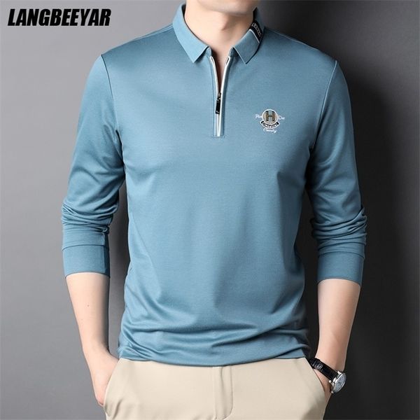 

men's polos grade fashion designer brand luxury trendy mens polo shirt with long sleave plain casual men clothes 220905, White;black