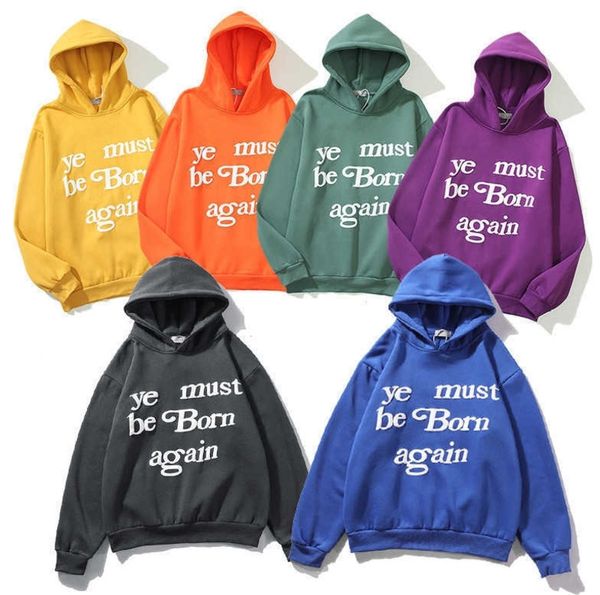 

designer classic wests luxury mens hoodie cpfm kanyes ye must be born again printed womens couple yzys vintage pullover sweater hooded m-xxl, Black