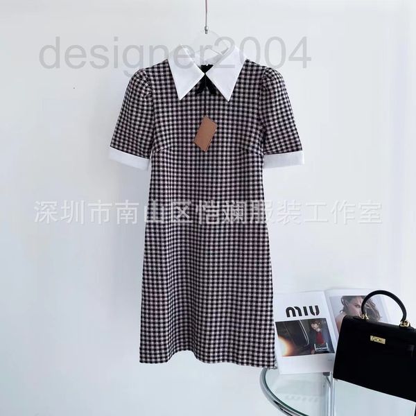 

casual dresses designer shenzhen nanyou miu mujia 22 spring and summer new french thous bird check lapel bow black white check dress fq45, Black;gray