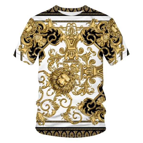 

men's t shirts latest baroque t shirt for men/women summer oversized t-shirt 3d lion head crown print printed round neck short sleeve 2, White;black