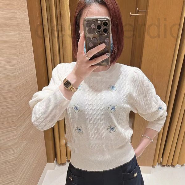 

women's knits & tees designer fadan  fashion flower embroidered cardigan 22 early autumn new white versatile bottomed knit 7dzt
