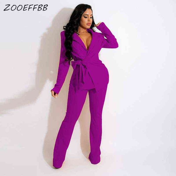 

women's two piece pants zooeffbb casual two piece set office lady wear v neck long sleeve bandage pencil pants lounge women business ma, White