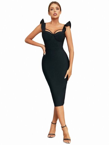 

casual dresses adyce ruffle trim split back bandage dress x1p8#, Black;gray