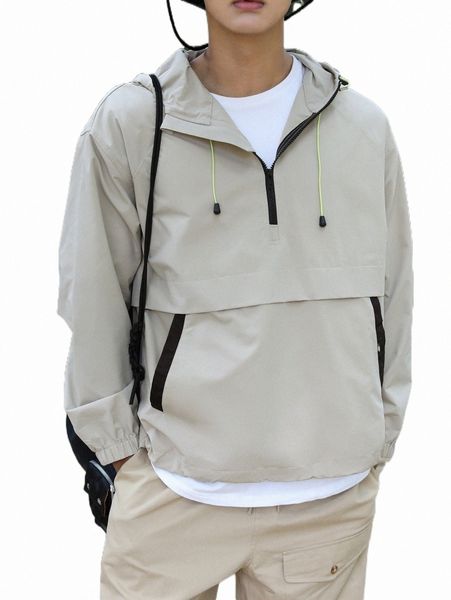 

men's hoodies & sweatshirts dazy men half zip drawstring hoodie 59bh#, Black