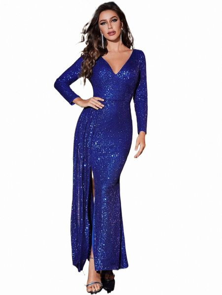 

casual dresses draped side split thigh sequin prom dress c1rx#, Black;gray