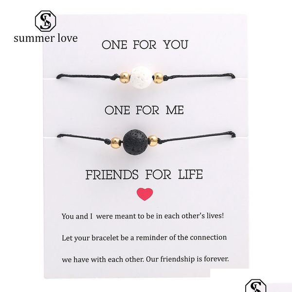 

link chain new natural volcanic stone charm beads bracelets for women men adjustable handmade woven rope chain friendship bdejewelry dhgl0, Black