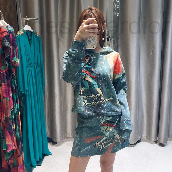 

women's tracksuits designer italy pk spring summer 2019 star sky printing series semi skirt short ln03, Gray