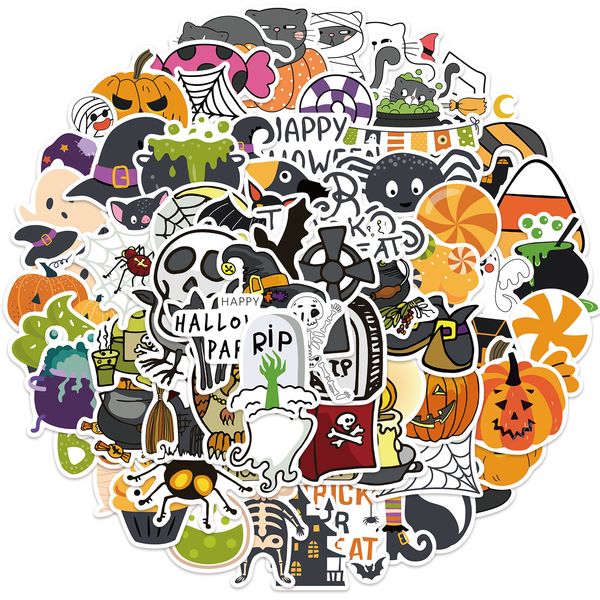 

100pcs halloween stickers no-duplicate waterproof graffiti sticker for skateboard lapluggage bicycle guitar water bottle decals kids gifts