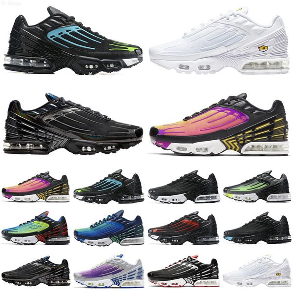 

2021 tn plus 3 men women running shoes triple white black iridescent parachute pack mens womens fashion trainers sports sneakers runners