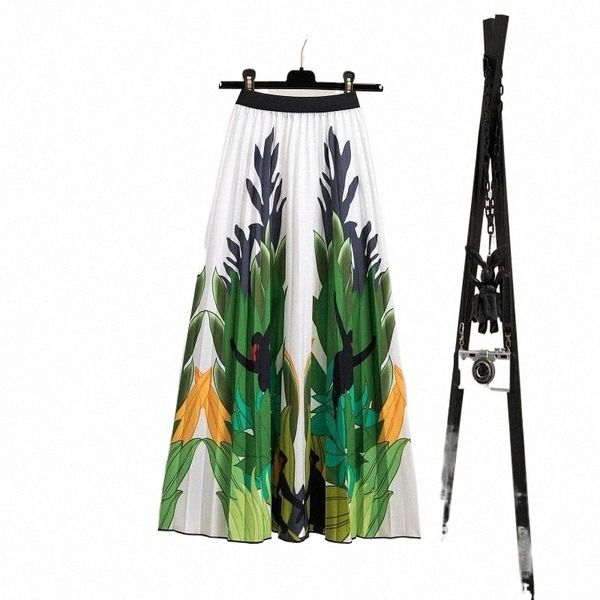 

skirts skirts print gradient summer womens 2022 fashion brand european high waisted elastic midi long skirt for ladies a line jupe e9rv#, Black