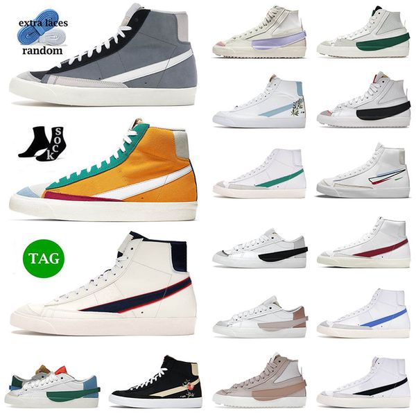 

og skate running shoes blazer mid 77 vintage cool grey multi-color jumbo pink oxford pacific blue lucid green white black men women athletic, White;red